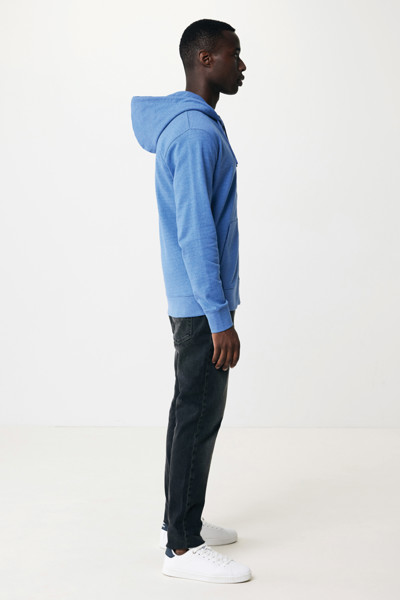 Mikina na zips s kapucňou Iqoniq Abisko z recykl. bavlny - Heather Blue / XXXL