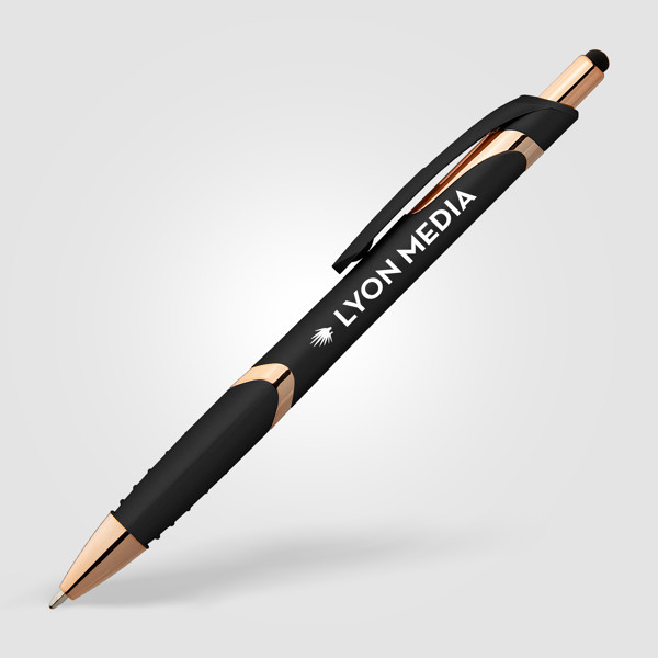 Stylo Joplin Softy Rose Gold avec Stylet - Noir / Sérigraphie