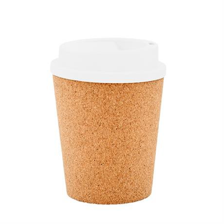 Reusable personalised PP mug with cork coating 380 ml with lid