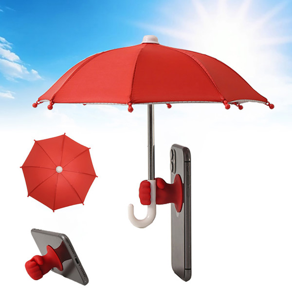 Mini mobile phone holder with umbrella - YELLOW