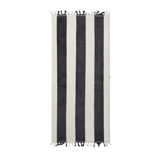 Brisača za plažo Vinga Valmer 450g/m2, 180x80cm - Črna / bež