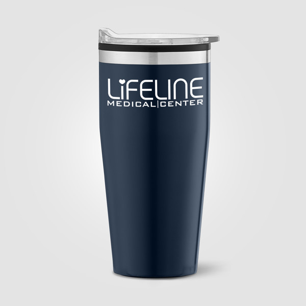 Jasper - Gobelet en acier inoxydable de 530 ml avec intérieur en plastique - Bleu marine / Laser