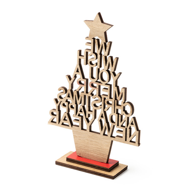 Personalised Christmas tree made of wood with message