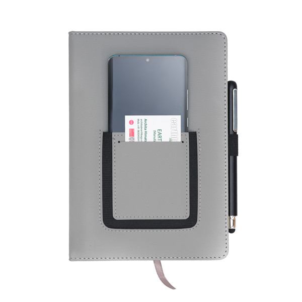 Eibar notepad with phone pocket - Grey