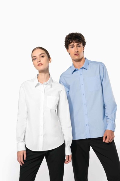 Men's Long-Sleeved Cotton Poplin Shirt - White / M