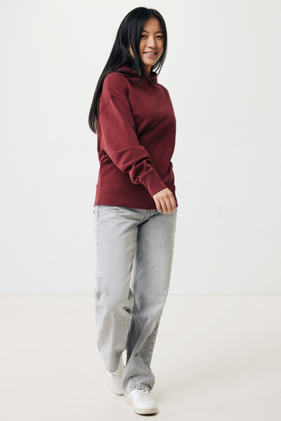 Mikina s kapucí Iqoniq Yoho relaxed fit z recykl. bavlny - Vínově Červená / XL