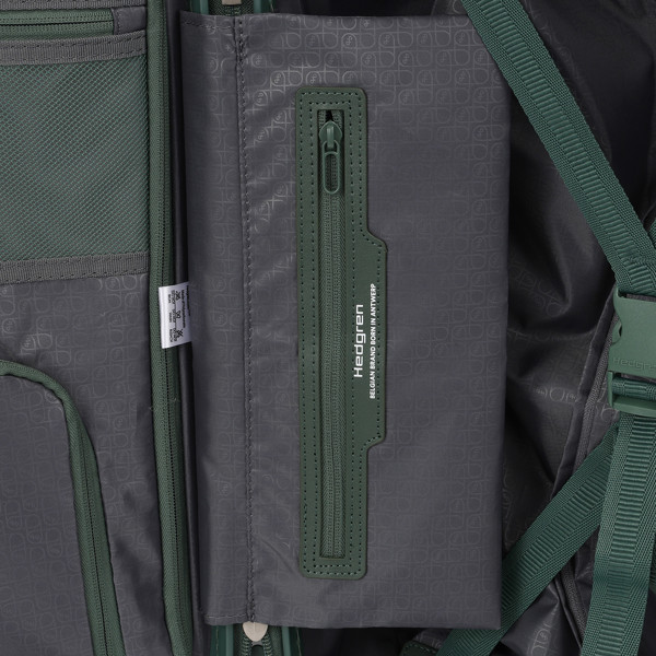 YUNO S FP | Troler cabină 55 cm + buzunar frontal + TSA - Hedgren - Duck Green