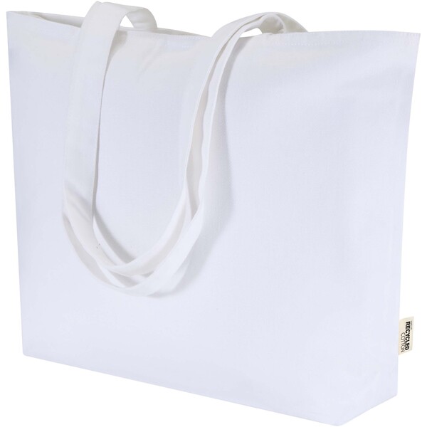 Ningbo 320 g/m² zippered cotton tote bag 15L - White