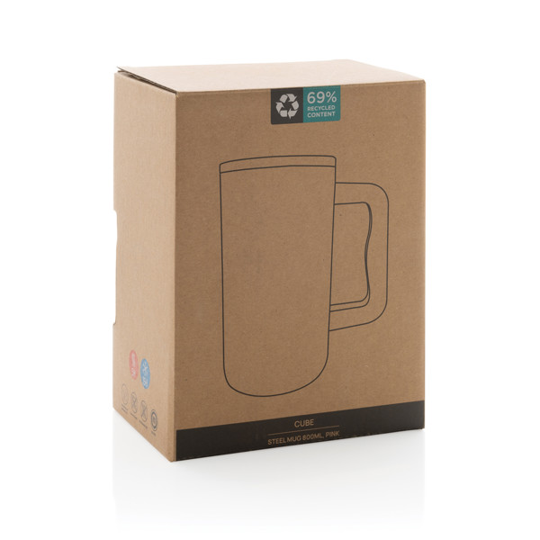 Hrnček Cube 800 ml z recykl. ocele s certifikáciou RCS - Ružová