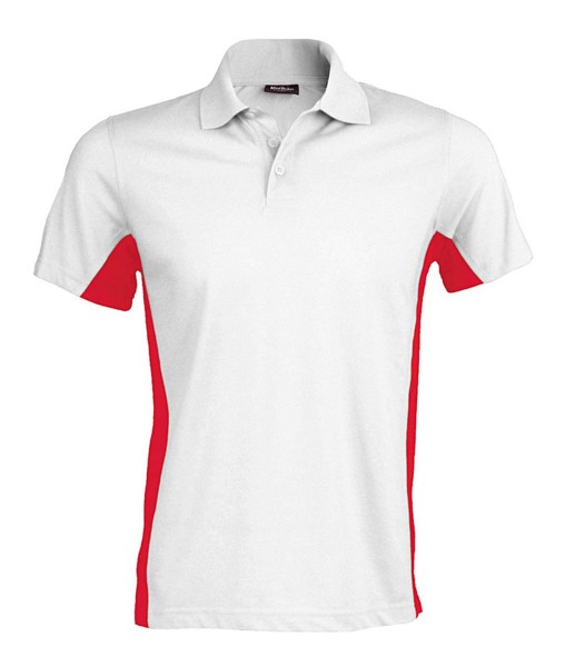 Flag - Short-Sleeved Two-Tone Polo Shirt - White / Red / 3XL