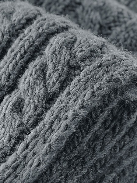 Cable Knit Melange Scarf - Light Grey