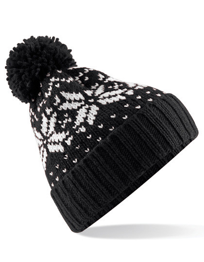 Fair Isle Snowstar® Beanie - Black / White / One Size