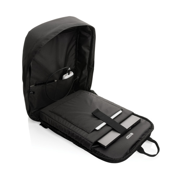 RFID nedobytný batoh na notebook Swiss Peak z RPET AWARE™ - Černá