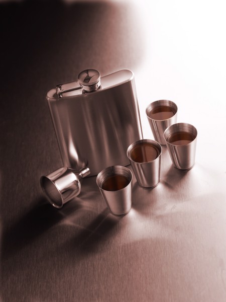 Set flasque et verres en acier noxydable  Brittany
