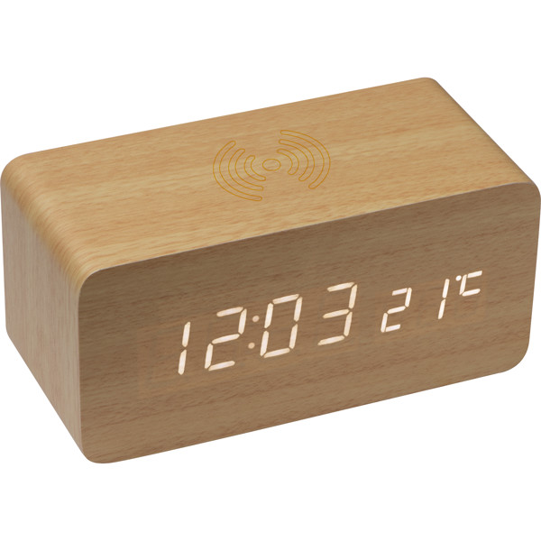 Desk clock with integrated wireless charger DELILAH - Beige