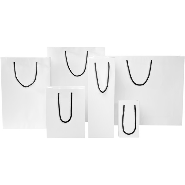 Small matte paper bag 170 g/m2, 9.5x4x17 cm - White / Solid Black