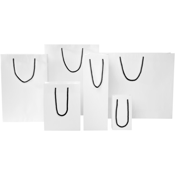 Handmade 170 g/m2 integra paper bag with plastic handles - small - White / Solid Black