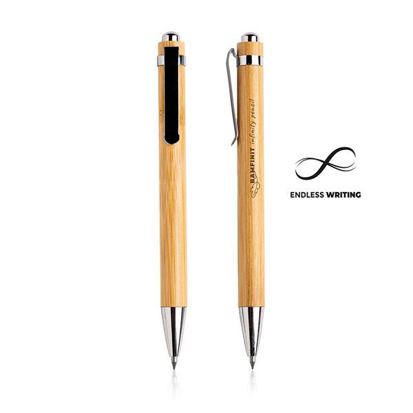 Crayon Infini en Bambou, Clip Métallique + impression