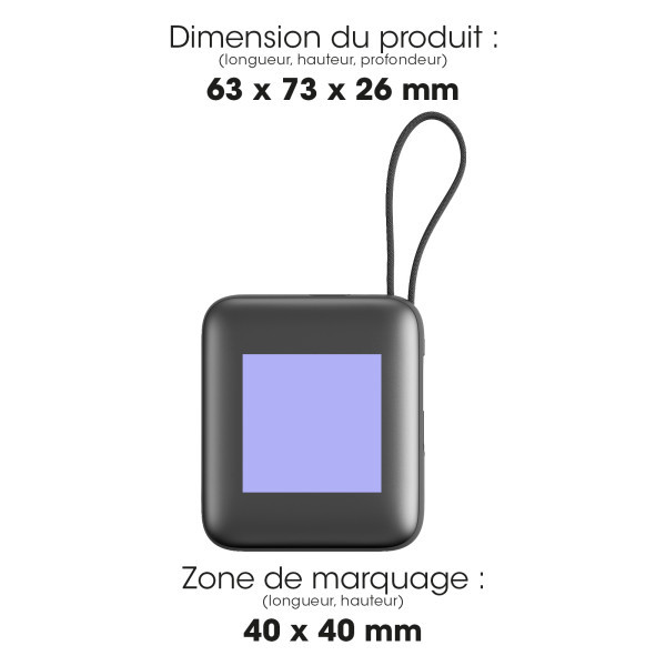 BUSHI - Batterie Powerbank 10,000 mAh avec câbles intégrés à charge rapide 22,5W