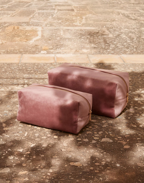 Velvet Toiletry / Accessory Case - Dark Emerald / L
