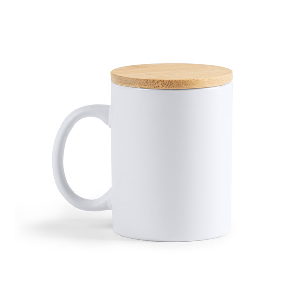 Personalised ceramic mug 370 ml with bamboo lid and matte finish