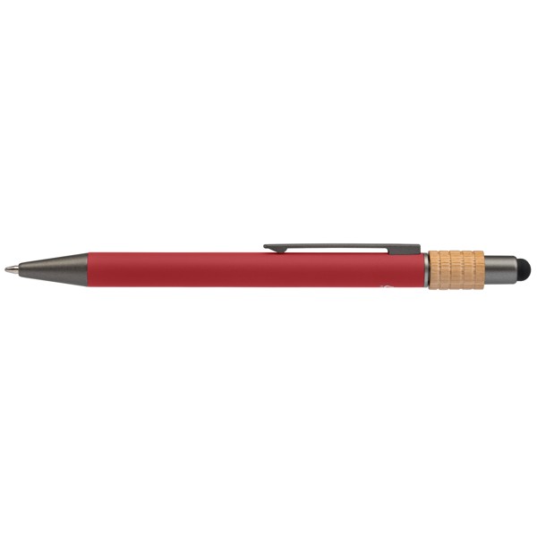 Reborn Spinner Recycled Aluminium Pen w/ Stylus - PATENTED - Red / 4 Colour inkjet