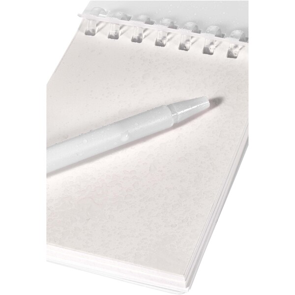 Lig Mini gerecycleerd outdoor notitieboek met zachte kaft en balpen (zwarte inkt) - Transparent