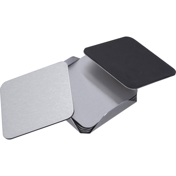 6-piece coaster set made of stainless steel MATILDE - Silvergrey