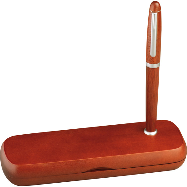 Rosewood pen set in stylish case JONATHAN - Brown