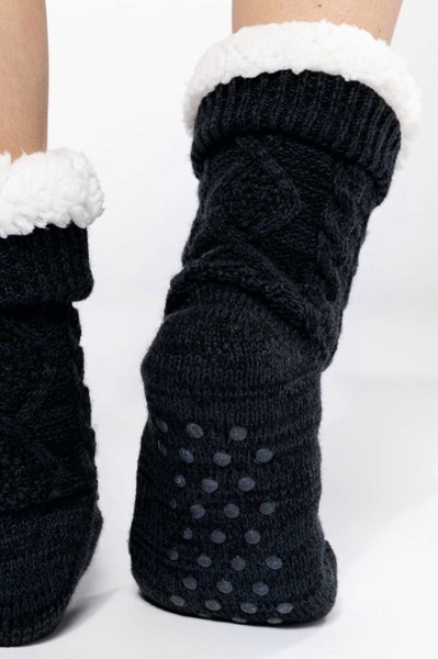 Sherpa-Lined Lounge Socks - Snow Grey Melange