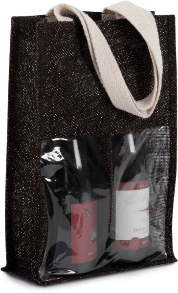 Jute Bottle Bag - Black / Silver