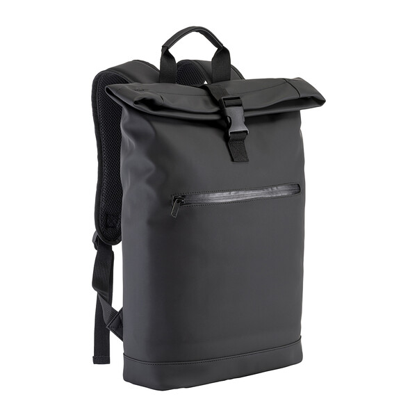 Water-Resistant Soft Pu Laptop Backpack (15") - Black