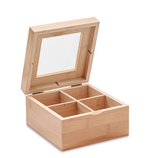 Campo Tea bamboo box, 4 compartments 6x6x6cm
