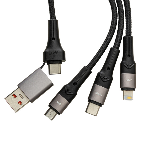 Câble de charge 6 in 1 CONVERTICS TRIPLE - noire / gris foncé / 100 Watt