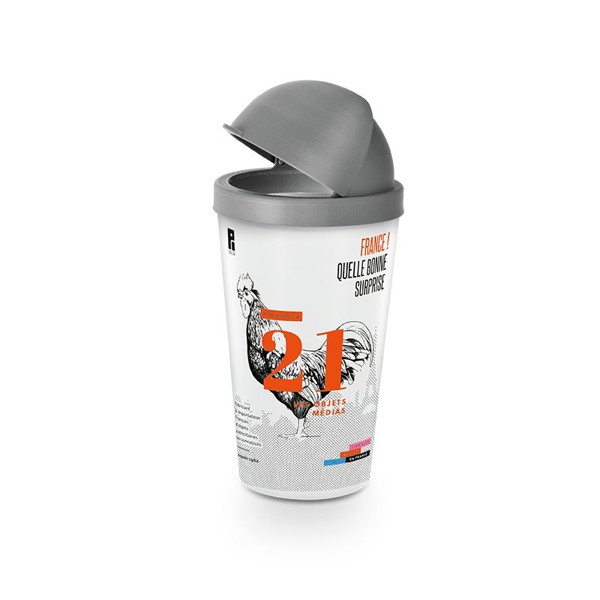 COUVERCLE DE POUBELLE  + GOBELET 60 CL - Blanc opaque