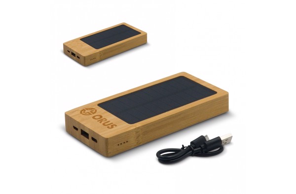 Powerbank Bamboo with Solar Panel 8000mAh