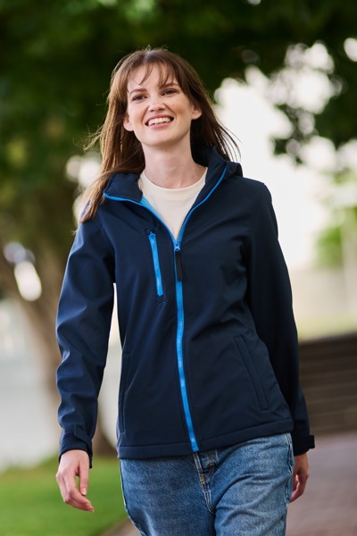 Women's Venturer 3 Layer Hooded Printable Softshell Jacket - Black / Black / 8 (XS)