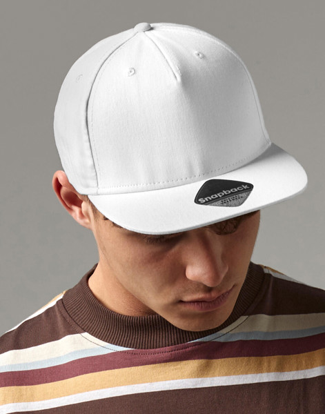5 Panel Snapback Rapper Cap - White / ONE SIZE