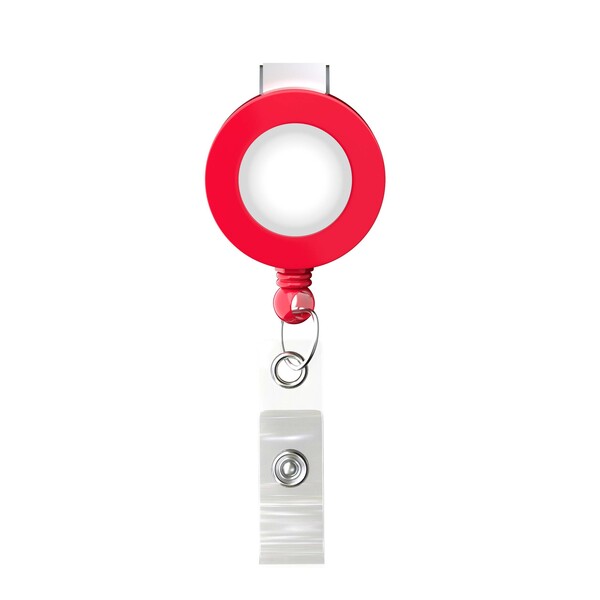 Retractable badge reel in round shape with ⌀2cm logo - Fire Red