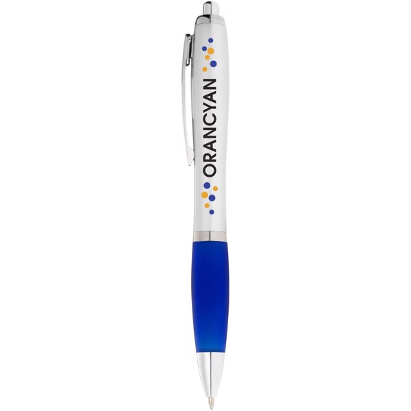 Nash ballpoint pen silver barrel and coloured grip - Silver / Royal Blue