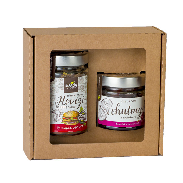Darčekové balenie 2 - Hovädzie mäso trhané na BBQ burger + cibuľové chutney