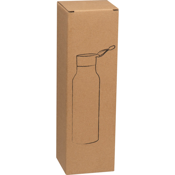 Szilikon fedelű fém ivópalack, 600 ml - Silvergrey
