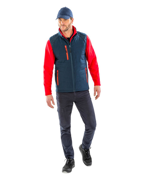 Compass Padded Softshell Gilet - Navy / Yellow / L