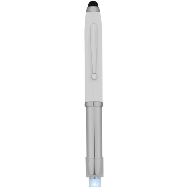 Xenon stylus ballpoint pen with LED light - White / Silver