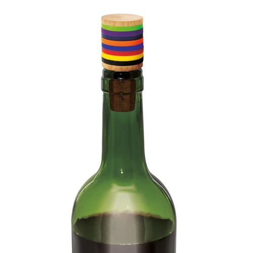 CORK AND WOOD STOPPER WITH 8 IDENTIFICATION RINGS FOR GLASSES “TRIANA”