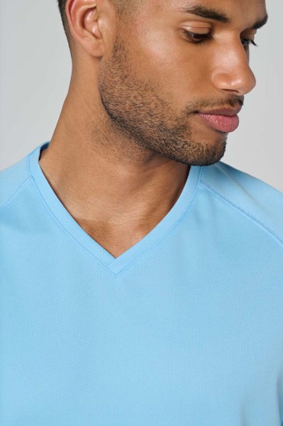 Men’S V-Neck Short-Sleeved Sports T-Shirt - White / 3XL