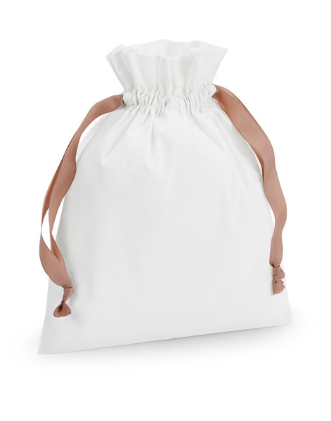 Cotton Gift Bag With Ribbon Drawstring - Soft White / Black / S