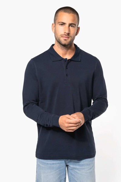 Muška polo majica dugih rukava od pikea - Light Royal Plava / L