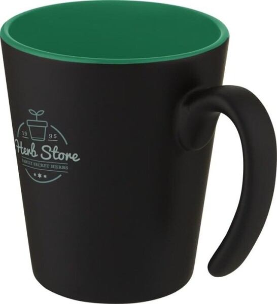 Chávena de cerâmica de 360 ml com cabo Oli - Verde / Preto 