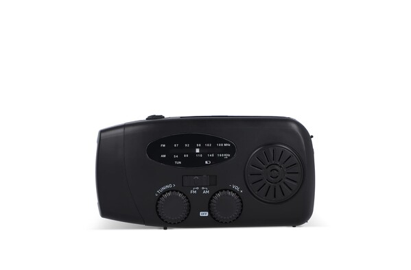 SafeSound Emergency Radio with Solar and Manual Winding - Black